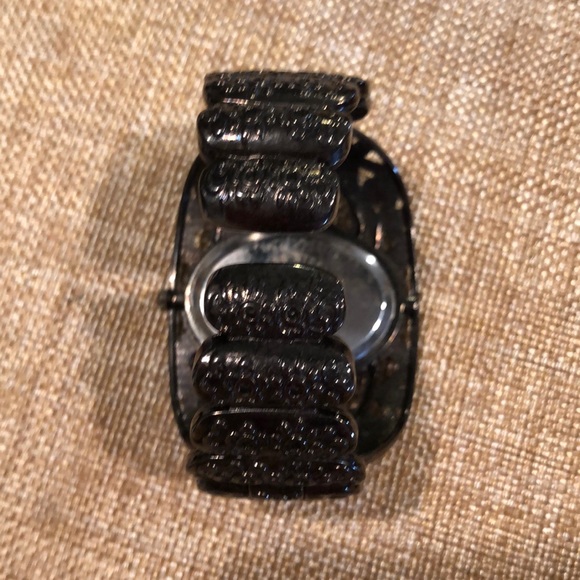 Geneva zebra and rhinestone black cuff watch - Picture 4 of 7